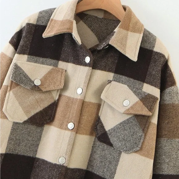 Plaid Button-Up Shacket - Picture 4 of 5